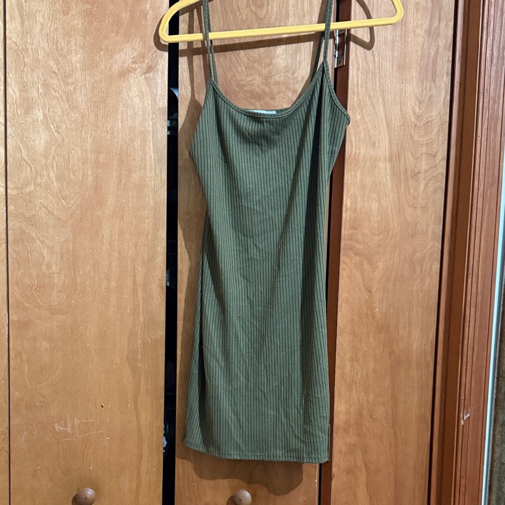 Ribbed Olive Green Slip Dress Urban Outfitters Large
